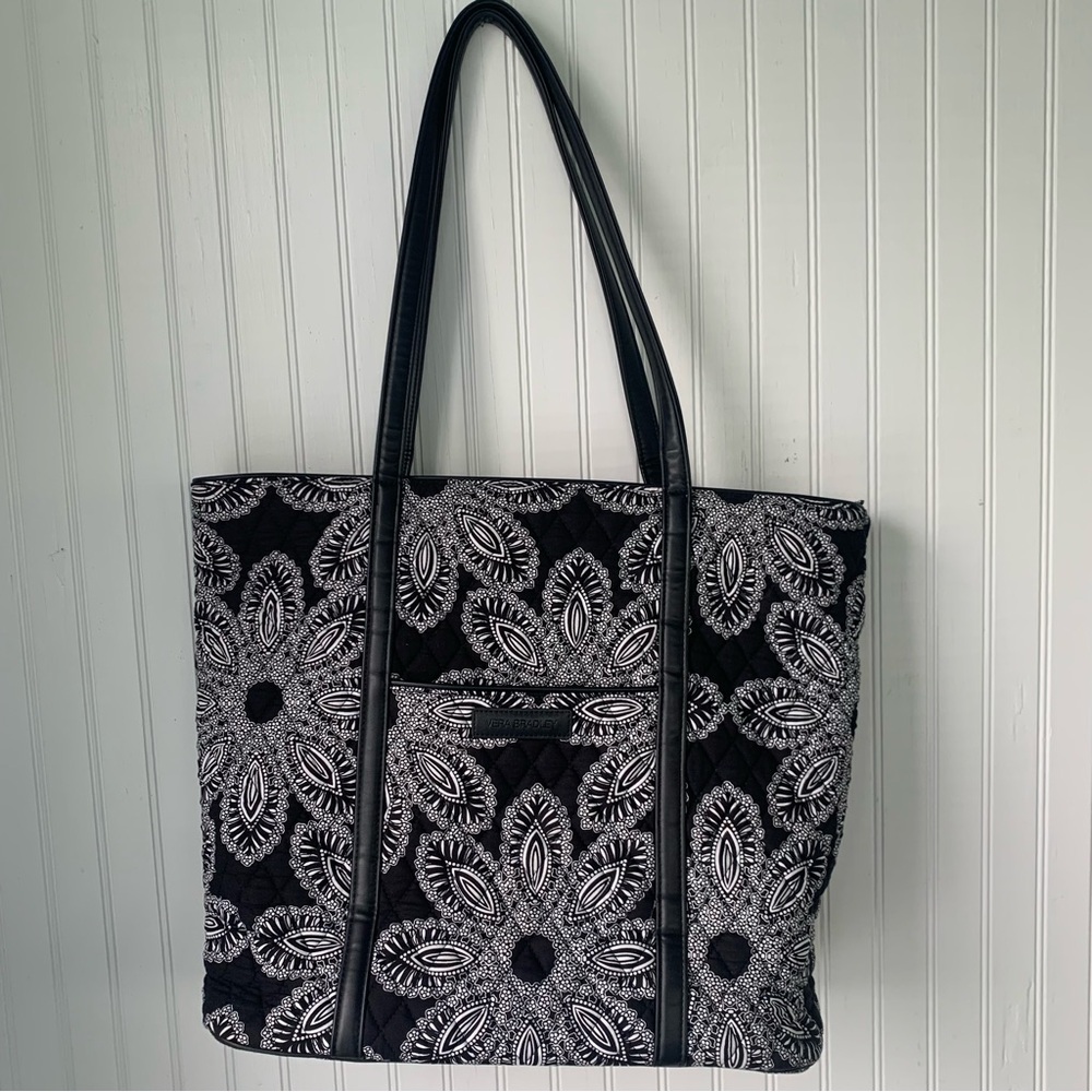 Vera Bradley Black and White Graphic Floral Tote